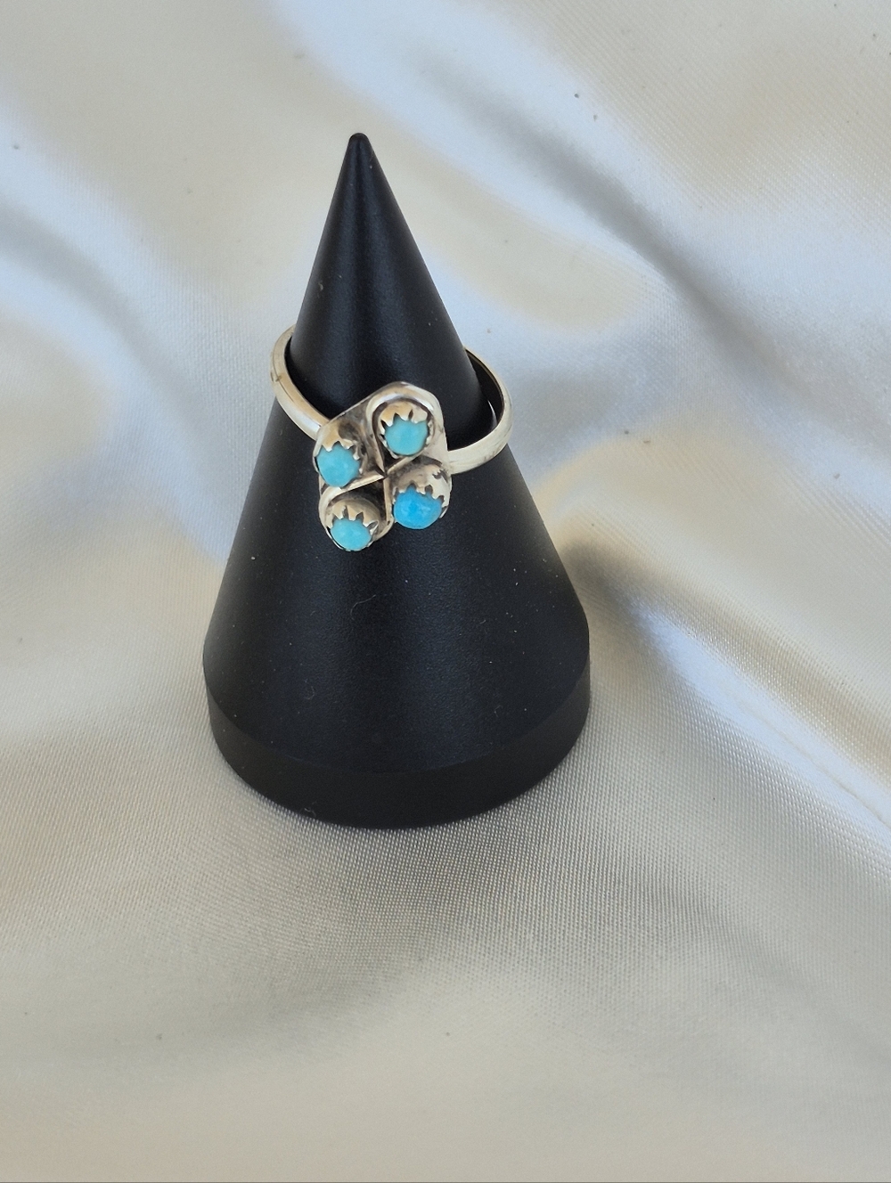 Sterling Silver Turquoise Cluster Ring - Blue Sz 5 Pinky Ring?  Southwestern